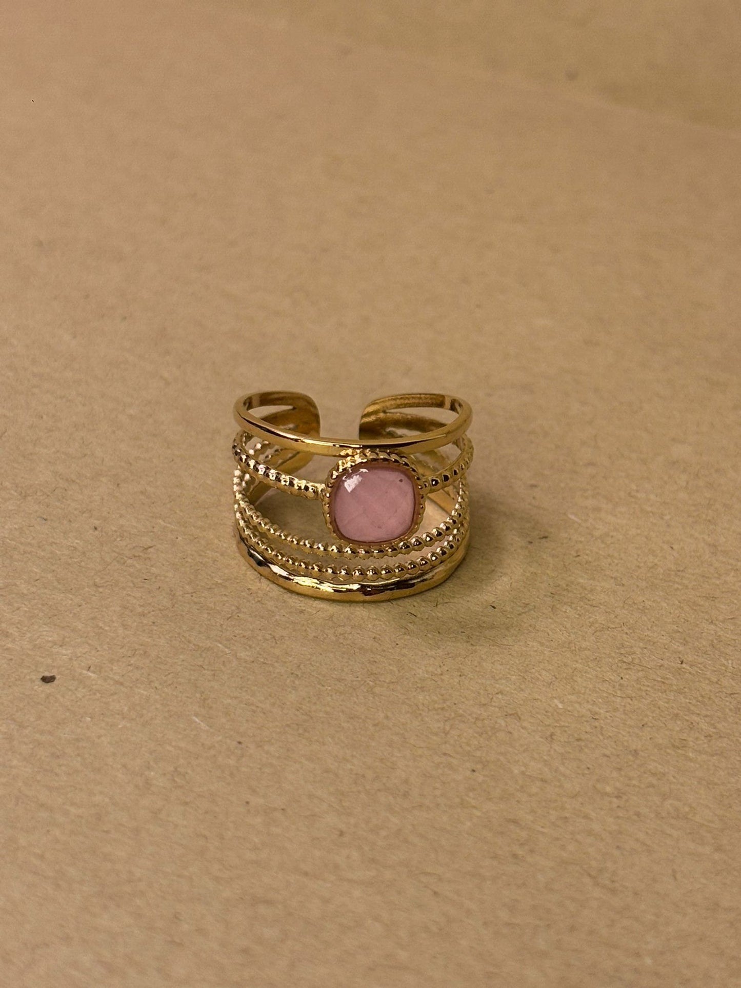 Bague Multi rangs Acier Inoxydable - Rose