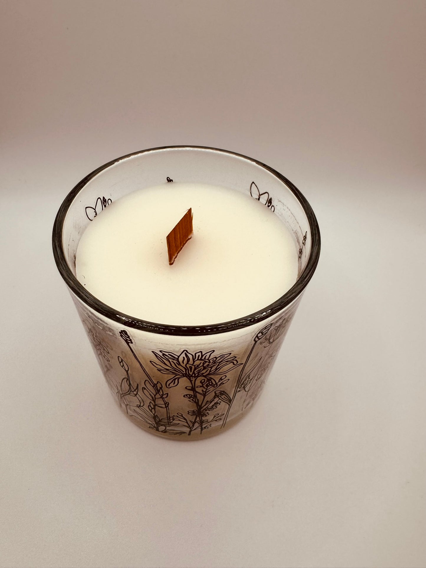 Bougie mèche en bois - Fleurs